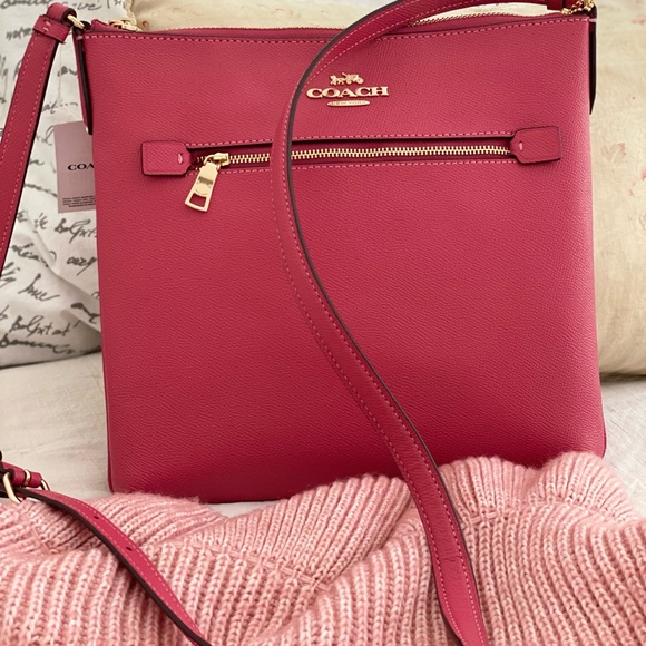 🆕 COACH | Rowan File Bag Gold/Strawberry Haze & Small Wristlet - Picture 10 of 12